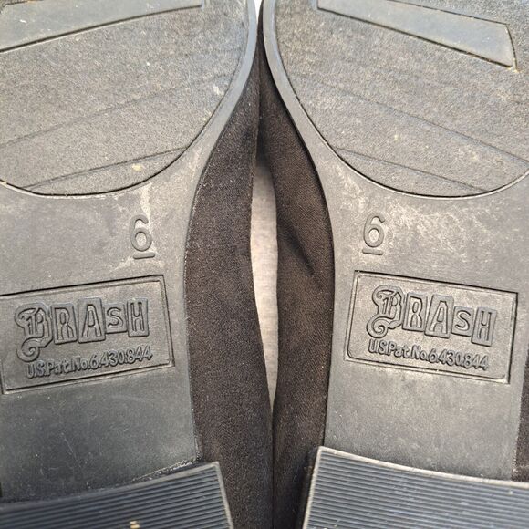 BRASH BLACK FAUX SUEDE LOW HEEL SHOES WOMENS SIZE 6 COMFY EVERYDAY WORK SLIP ON - Picture 9 of 9